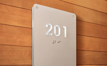 Illuminated Modern Room Number Sign Braille by Luxello LED Signage Illuminated Modern Room Number Sign Braille by Luxello LED Signage