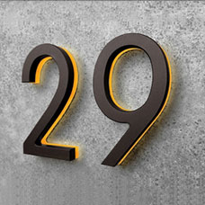 Modern 8&quot; Bronze Lighted Numbers &amp; Letters by Luxello LED Signage