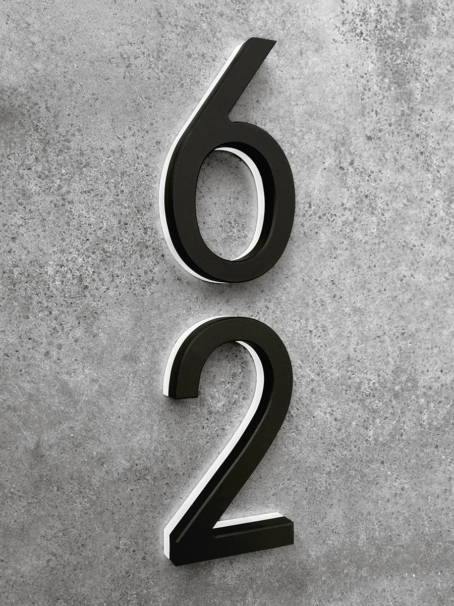 Modern Black Lighted House Numbers 8" by Luxello LED Signage Modern Black Lighted House Numbers 8" by Luxello LED Signage