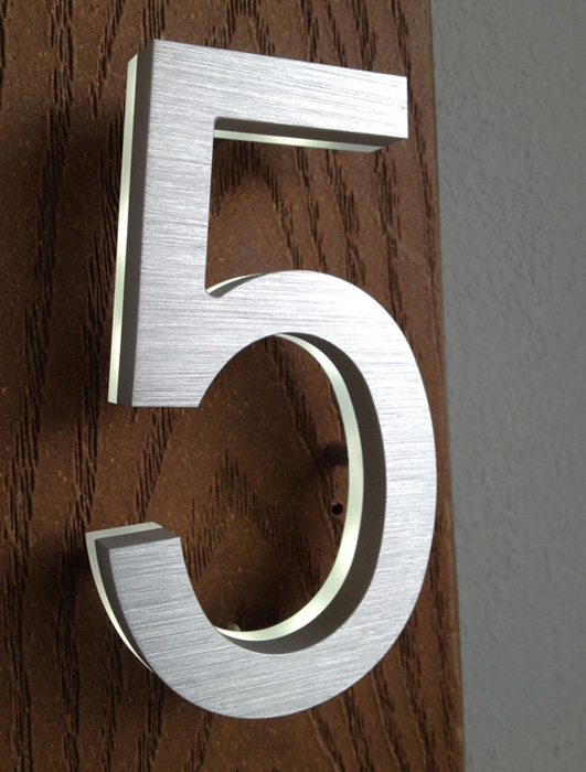 Modern Brass Led House Numbers 5" by Luxello LED Signage Modern Brass Led House Numbers 5" by Luxello LED Signage