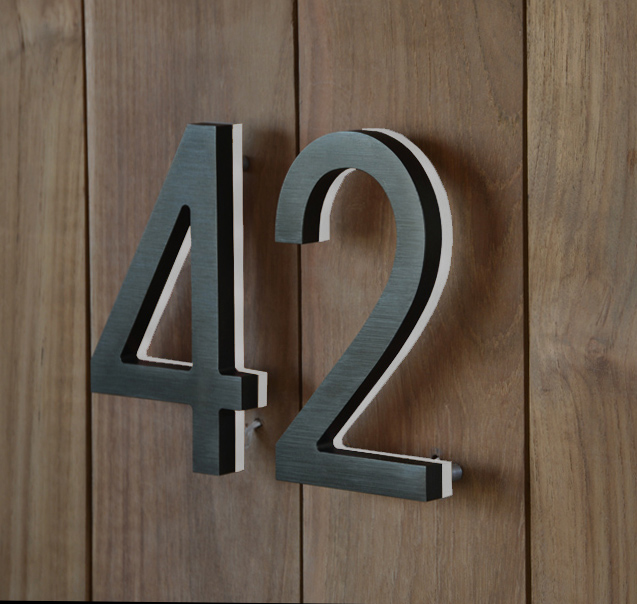Modern Bronze House Numbers Illuminated by Luxello LED Signage
