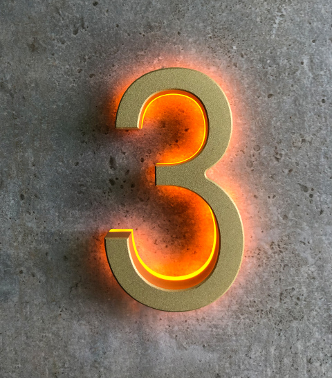 3" Backlit Outdoor LED House Numbers by Luxello LED Signage