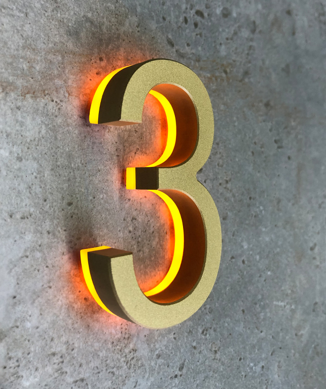 3" Backlit Outdoor LED House Numbers by Luxello LED Signage