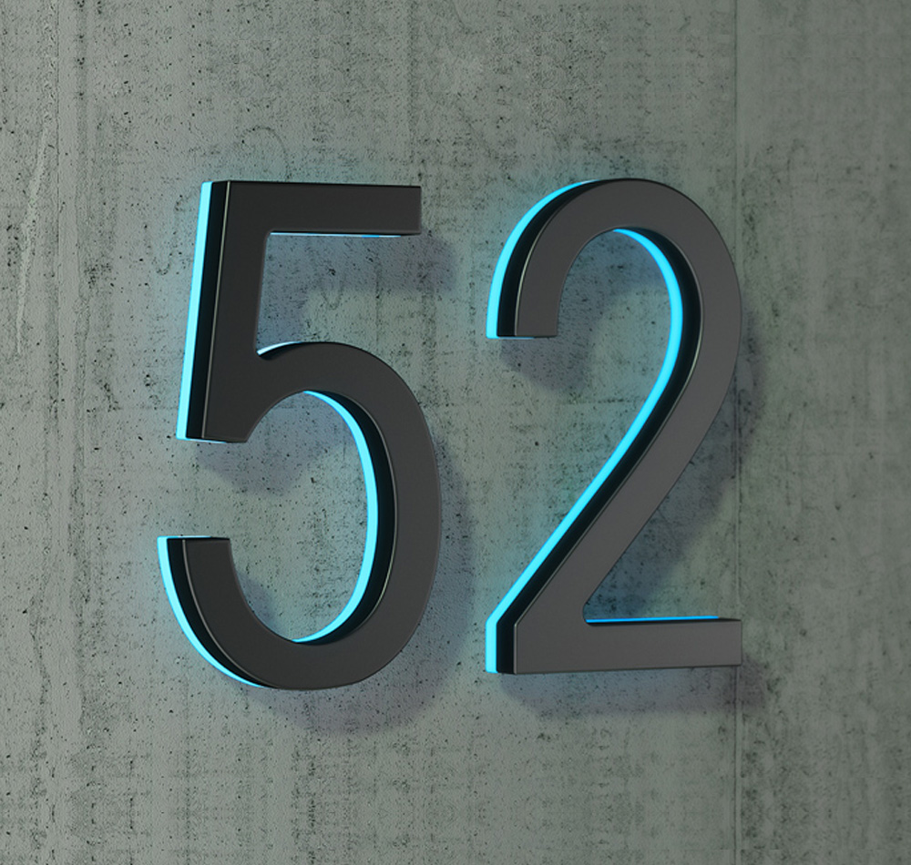 Modern 24&quot; Lighted LED House Numbers by Luxello LED Signage