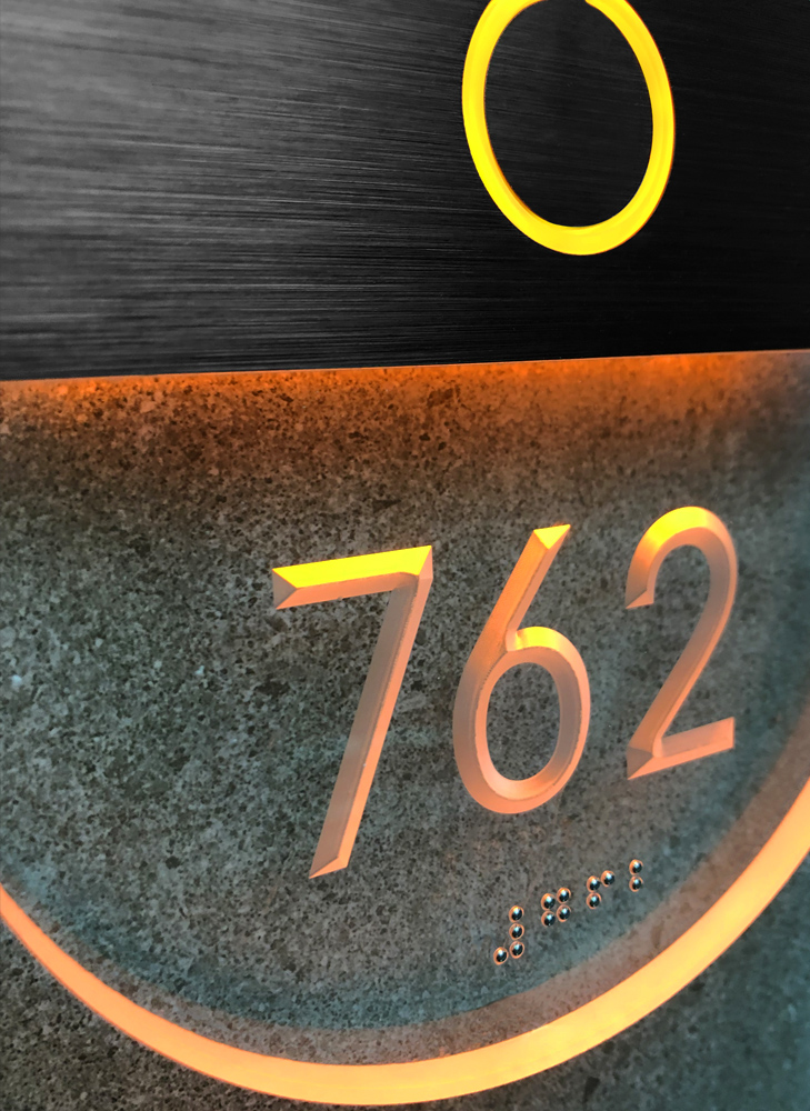 Round Bronze Lighted Clear Number Panels by Luxello LED Signage