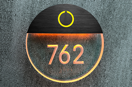 Round Bronze Lighted Clear Number Panels by Luxello LED Signage