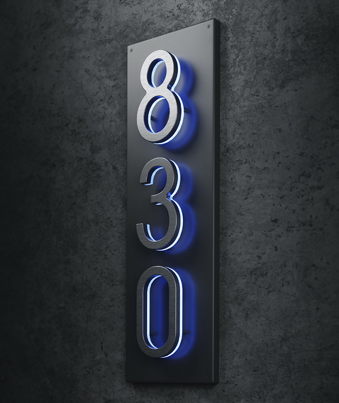 Vertical 8" Backplate Number Panel by Luxello LED Signage