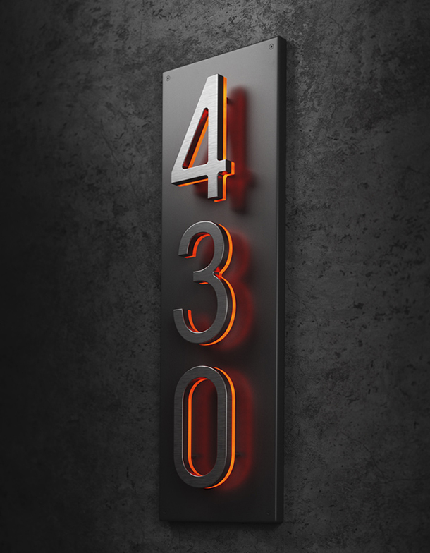 Vertical 8" Backplate Number Panel by Luxello LED Signage