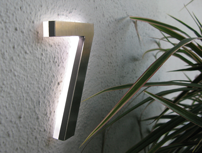 Modern LED House Number 5" Outdoor by Luxello LED Signage