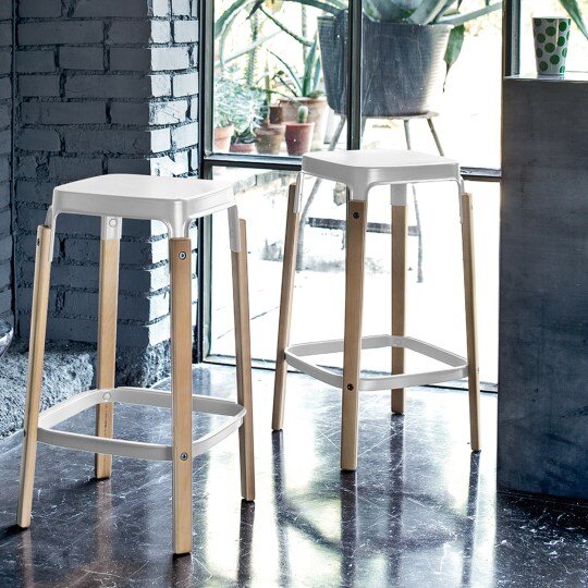 Steel Wood Stool by Magis Stool Steel Wood Stool by Magis Stool