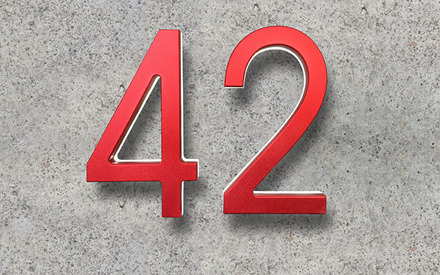 LUXELLO | MODERN RED METAL HOUSE NUMBERS LIGHTED